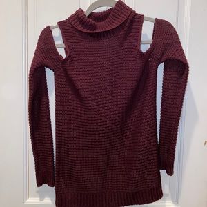 Off the shoulder burgundy sweater